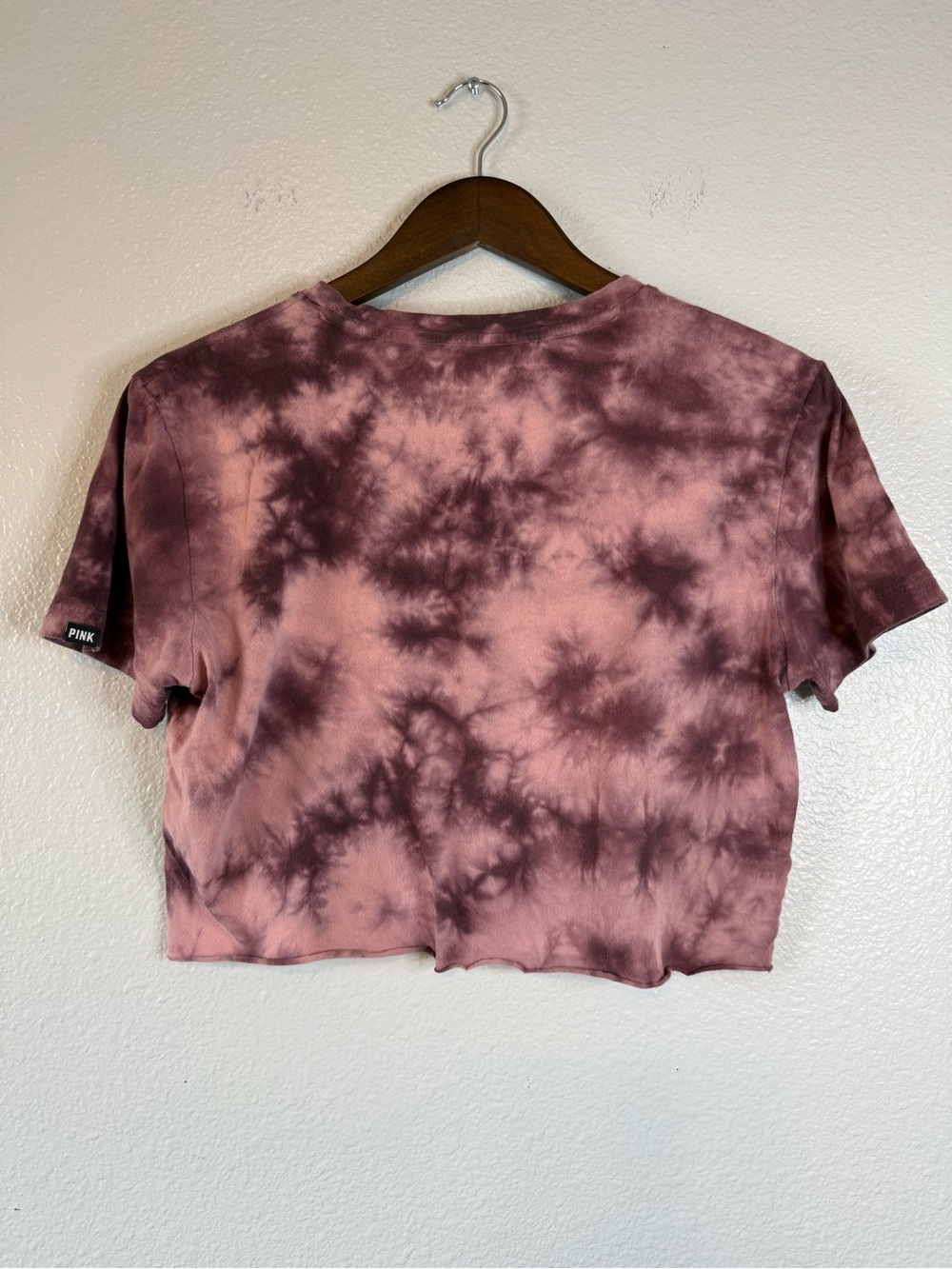 PINK Victoria’s Secret Tie Dye Cropped Tee XS Purple - Picture 2 of 6